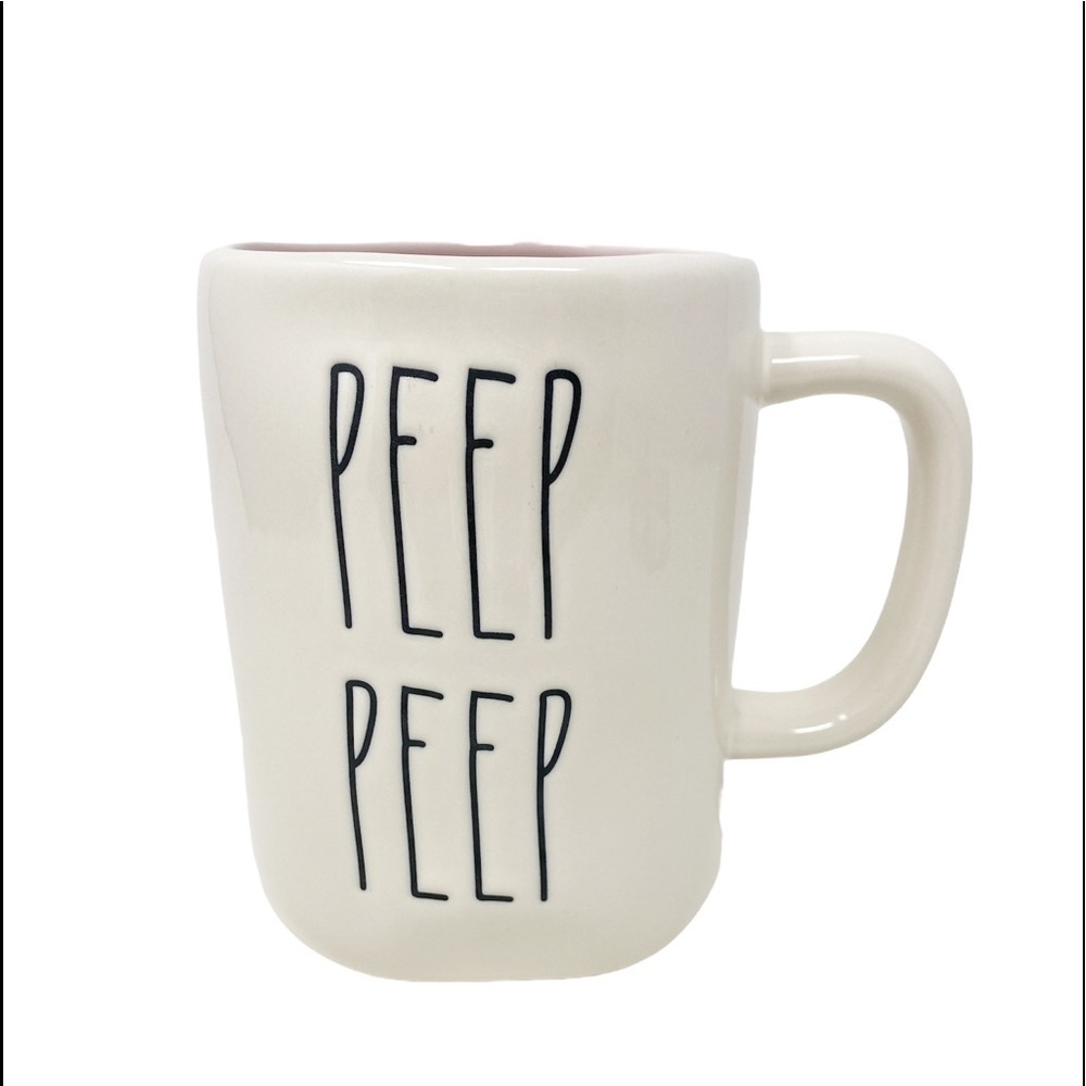 RAE DUNN PEEP PEEP Pink / White Ceramic Coffee Mug